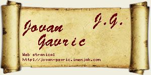 Jovan Gavrić vizit kartica
